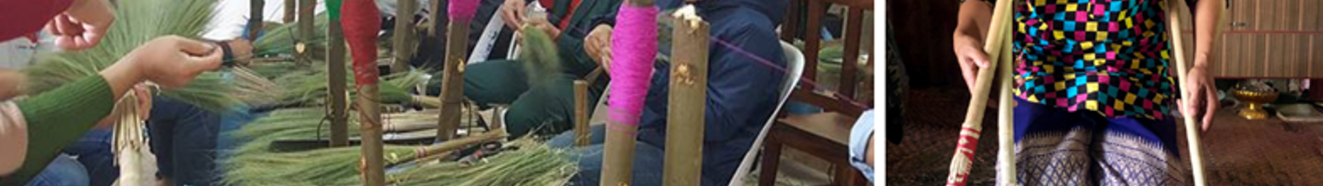 Ms Kheum on the right and broom-making classes on the left.